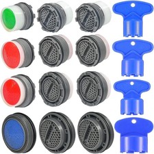Faucet Aerator Kit 12pcs, Replacement Inserts w/ Removal Key M16.5 24mm