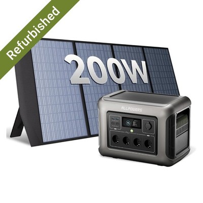 Tragbare Powerstation 1600W mit 200W Solarpanel LiFePO4 Solargenerator Camping