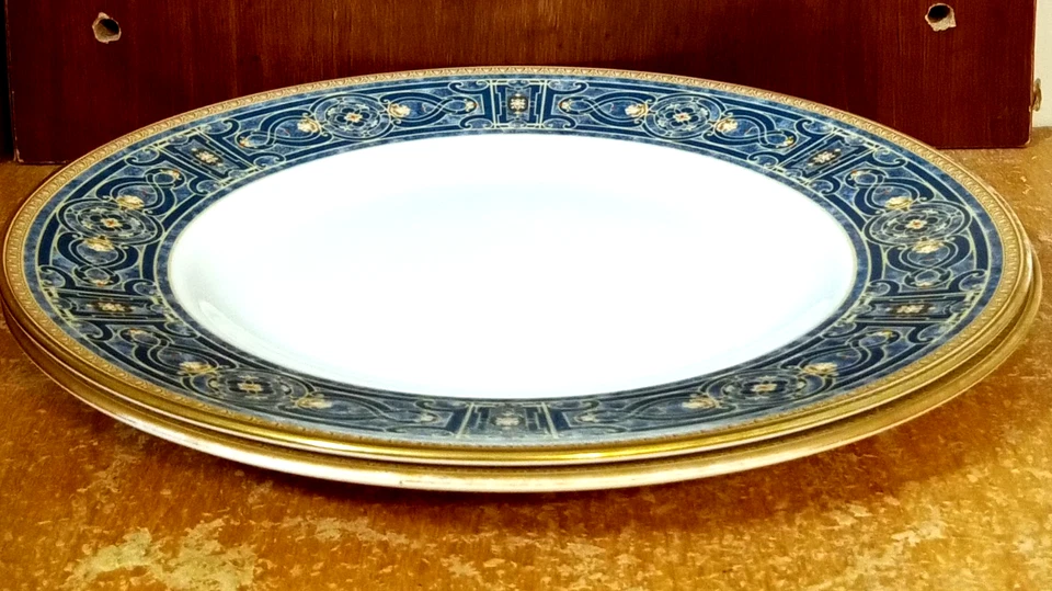 Waterford CELTIC SCROLL GOLD Juego de platos de ensalada de 2, 8 1/8", Inglaterra, azul verdoso Foto 2 de 4