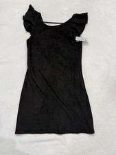 Versatile little black dress, faux suede, scooped back neckline, New with tags