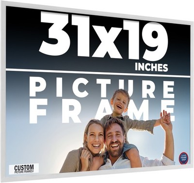 31x19 Frame White Real Wood Picture Frame Width 0.75 inches | Interior Frame Dep