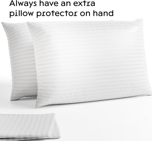Set of 4 Pillow Protectors with Zipper Standard Size - 100% Standard, White - Picture 2 of 7
