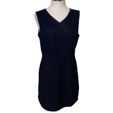 GAP Vintage Wool Blend V-Neck Sleeveless Sheath Dress Size 10 Black