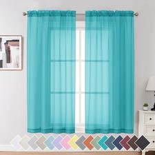 OVZME WMOZV4263RPTURQS2 Sheer Window Curtains 63 inch Long 2 Pieces