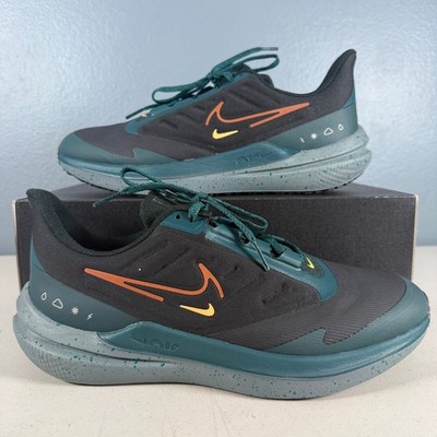 Nike Air Winflo Shield Mens 8 Black Geode Teal Orange Running Shoes DM1106-002