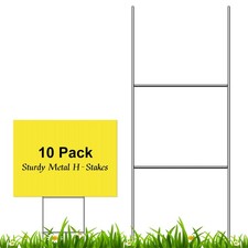 10 Pcs 16.5 x 7 Inches Metal Yard Sign Stakes H Stakes Wire Stakes Yard Sign ...