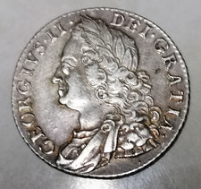 King George II Silver Shilling Coin Antique 1758 Fair/Fine Condition