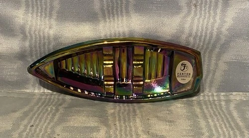 Vintage Rare Fenton Carnival Irridescent Row Boat    Figurine      USA