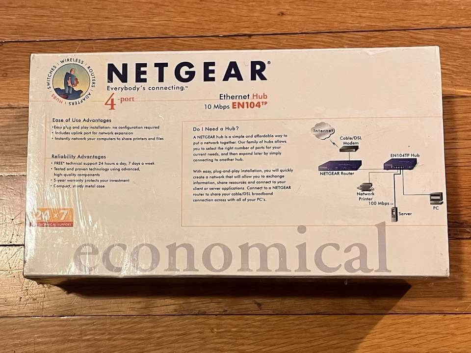 Netgear EN104TP Four Port Ethernet Hub 10Mbps - Image 3 of 4
