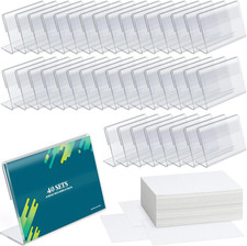 40Pack Mini Clear Sign Display Holder with Blank Labels,3.5*2.4 Inch Horizontal