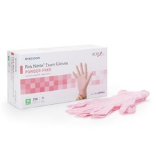McKesson Pink Nitrile Nitrile Exam Glove Standard Cuff Length MEDIUM 250 per Box