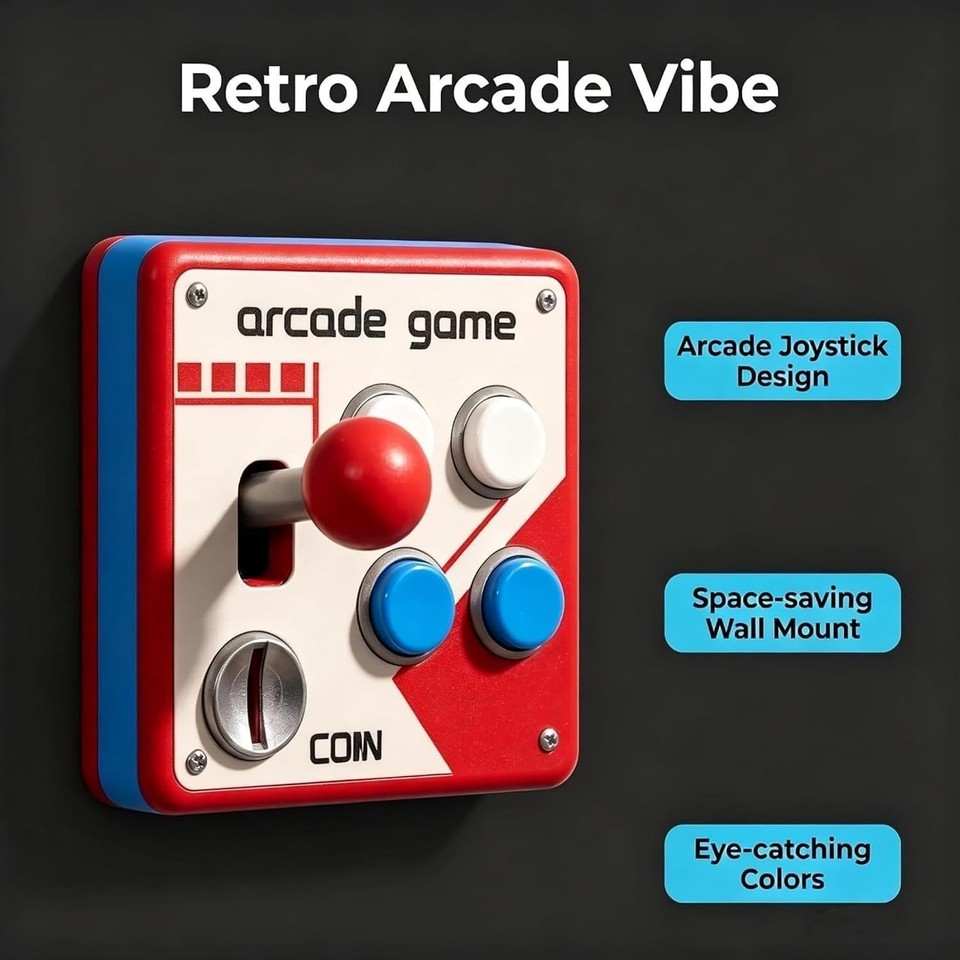 Panel Lit Computer Retro Arcade Switch Panel, Arcade Light Switch Cover, Vintage Game Room ...