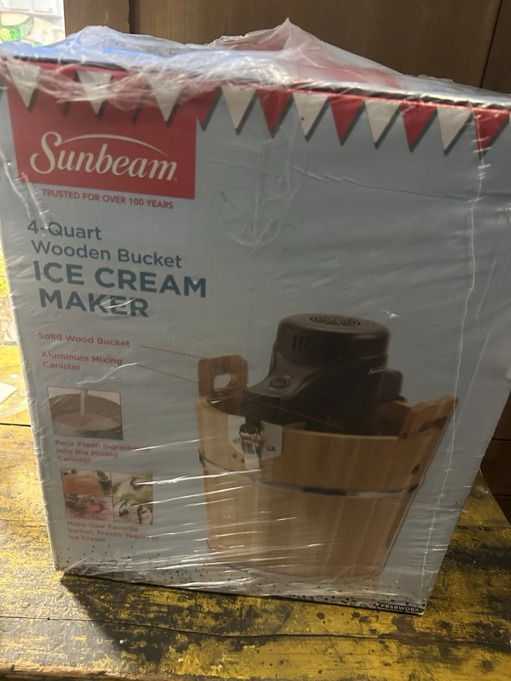 Sunbeam 4 кварты мороженица деревянный ведро новый запечатанный - Изображение 3 из 3