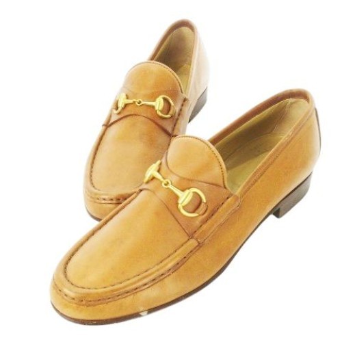 GUCCI Horsebit Leather Loafers Dress Shoes Size:6.5/JP:23.5 Brown 141131K Authen