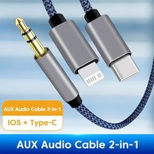 2 in 1 Type-C iOS to 3.5mm AUX Audio Cord Cable For iPhone 17 16 15 Pro Max 14