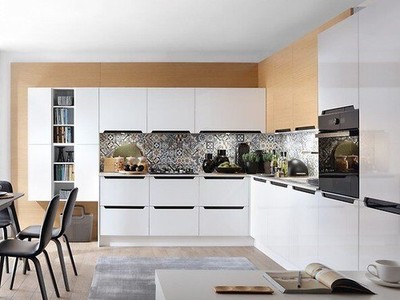 Küche Küchnzeile Design Einbauküche Senso Beatrice Weiss Glanz #L21640 