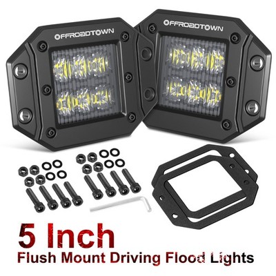 2x 5'' Flush Mount LED Work Light Rear Bumper Reverse Pods Offroad Truck Driving