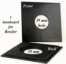 1  LENS BOARDS 4" x 4" for Enlarger Beseler - 27mm, or 39mm, or 50mm hole /Black