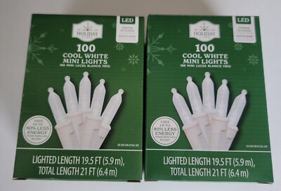Holiday Time 100-Ct Cool White LED Mini Fairy Lights, Lot of 2....