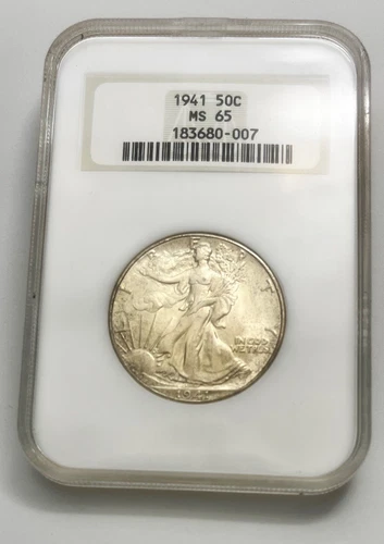 1941 NGC MS65 “Fatty” Walking Liberty Half Dollar 50c - No Line Old Holder 🔥