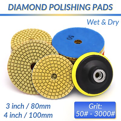 #ad Diamond Polishing Pads 3quot; 4quot; Wet Dry Granite Concrete Marble Glass Stone Sanding $237.70