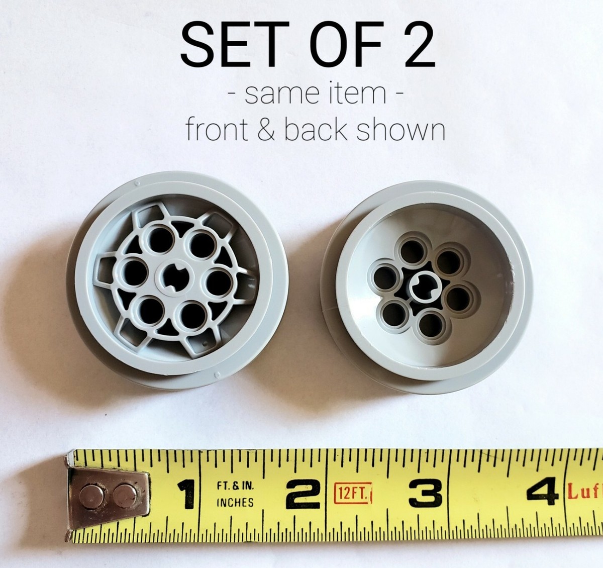 SET OF 2 LEGO TECHNIC PART #86652 - GREY WHEEL RIM 43.2 x 18 MM