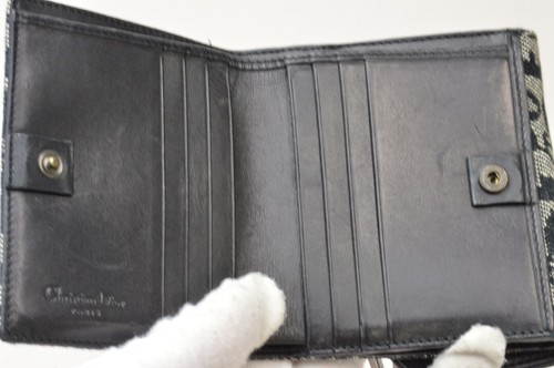 Christian Dior Trotter Saddle Trifold Wallet Canvas Navy - Picture 7 of 14