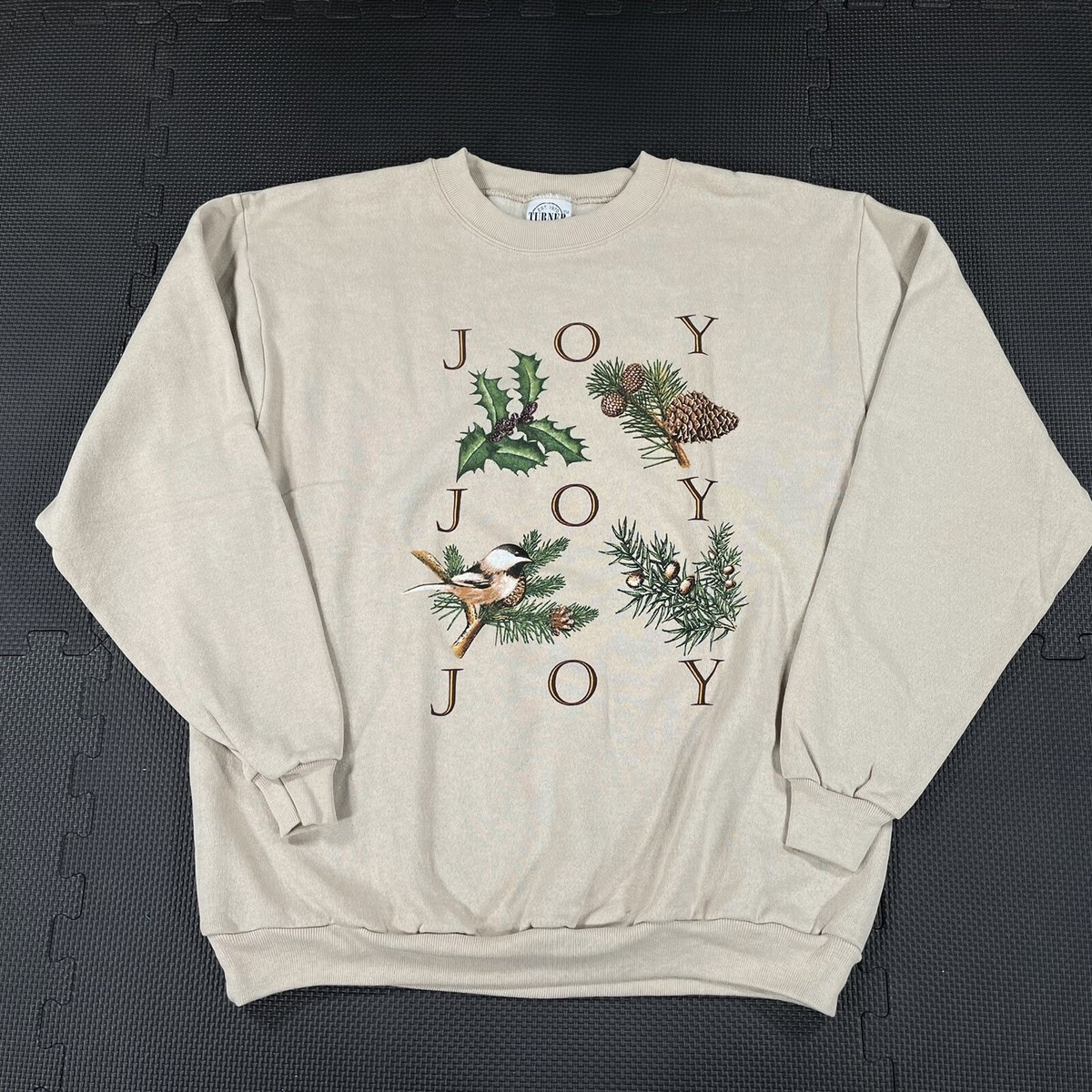 Vintage 90s Turner Sweatshirt Large Joy Joy Joy Holiday Graphic Made USA