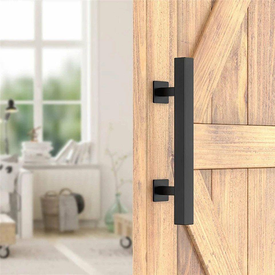 12''Barn Door Handle Black Embedded Translation Wooden Door Interior Door Handle - image 3 of 4