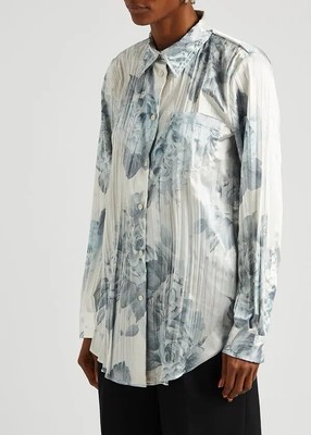 $540 Acne Studios Sophi Floral Print Satin Shirt Size 32/US 0 | eBay
