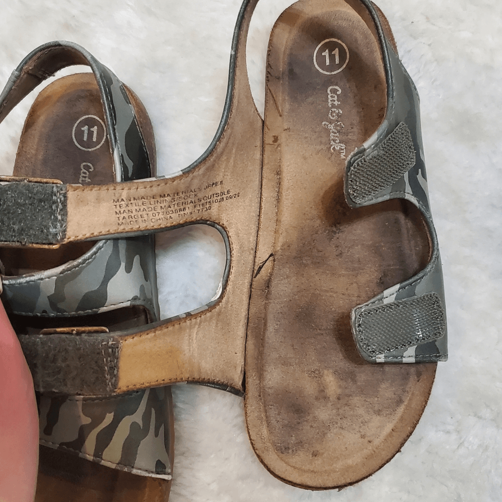Bundle Boys Cat & Jack Camo Sandals and Spiderman Sandals, Size 11 eBay