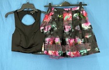 Nwt SEQUIN HEARTS 2pc Dress PARTY PROM Black FLORAL Cropped Top  Tulle Skirt 3