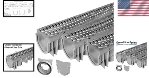 Eco-Friendly Trench Drain Set with Interlocking Design - Galvanized Steel Grates - Picture 2 of 6