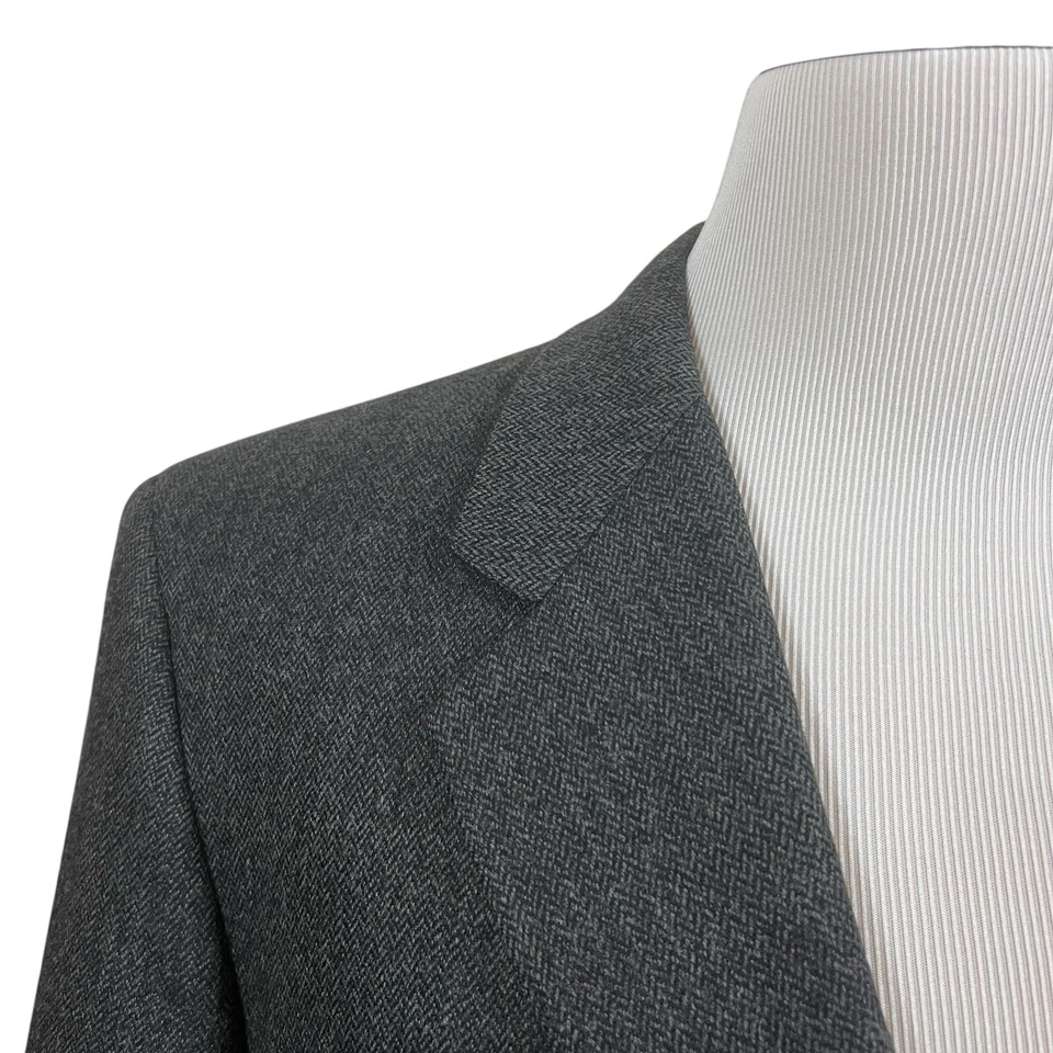 Chaqueta Club Room Gris Carbón Corderos Lana Cachemira Espiga Blazer 44R Foto 2 de 4