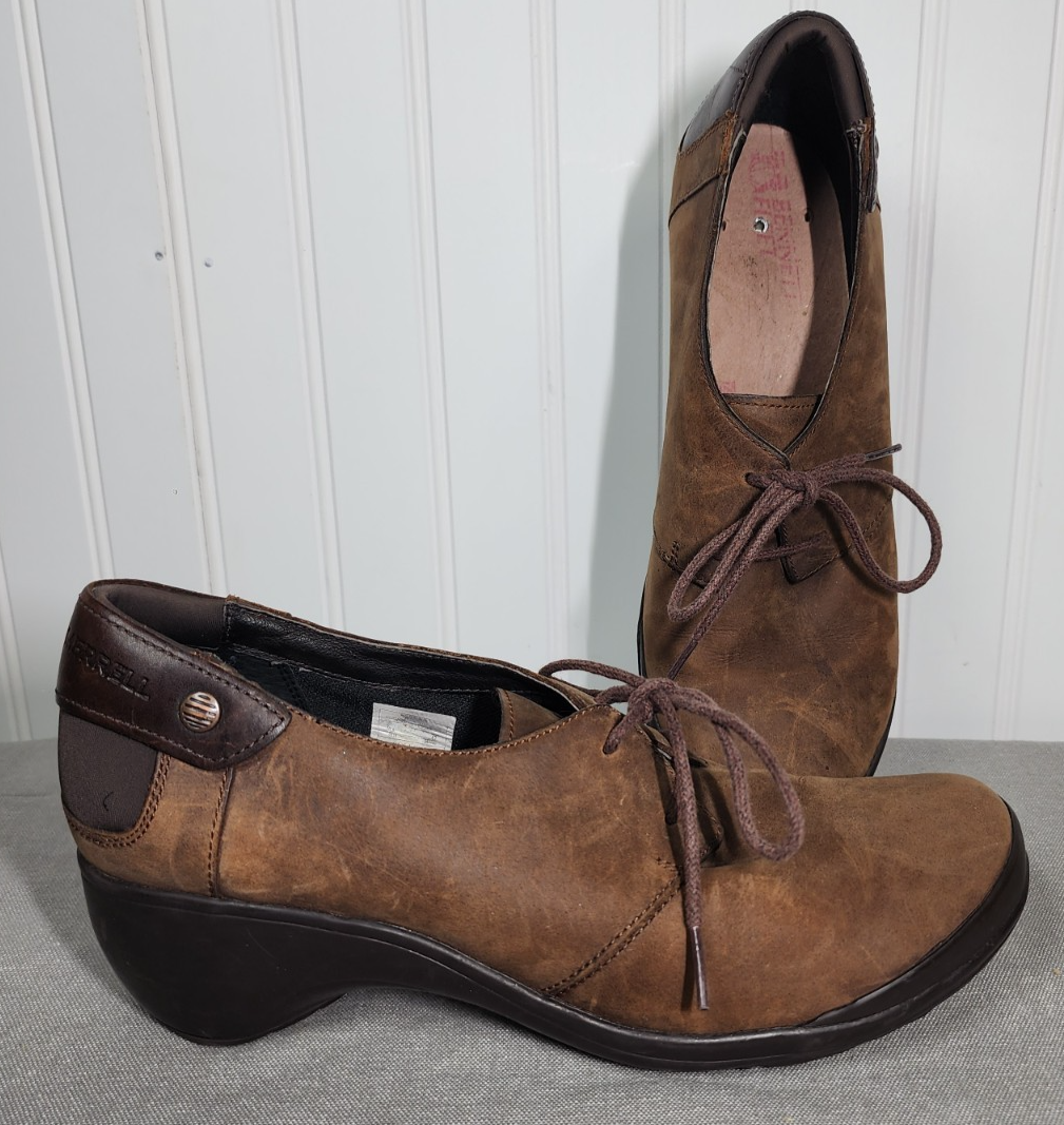 Scarpe Merrell donna veranda stringate burro rum marrone 10 5 J42490 NO SOLETTE