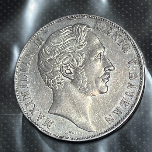 1855 Stati tedeschi Baviera 2 fiorini Massimiliano II Madonna Colonna Argento #513 - Foto 3 di 8