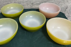 Vintage Fire-King Multi Color Oven Ware 5" Cereal Soup Dessert Bowls Set Of 5