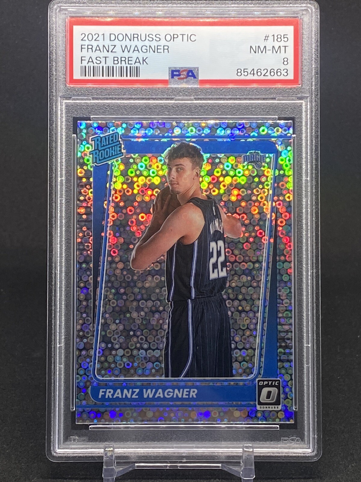 2021 Donruss Optic Rated Rookie Holo Fast Break Prizm Franz Wagner #185 PSA 8 RC