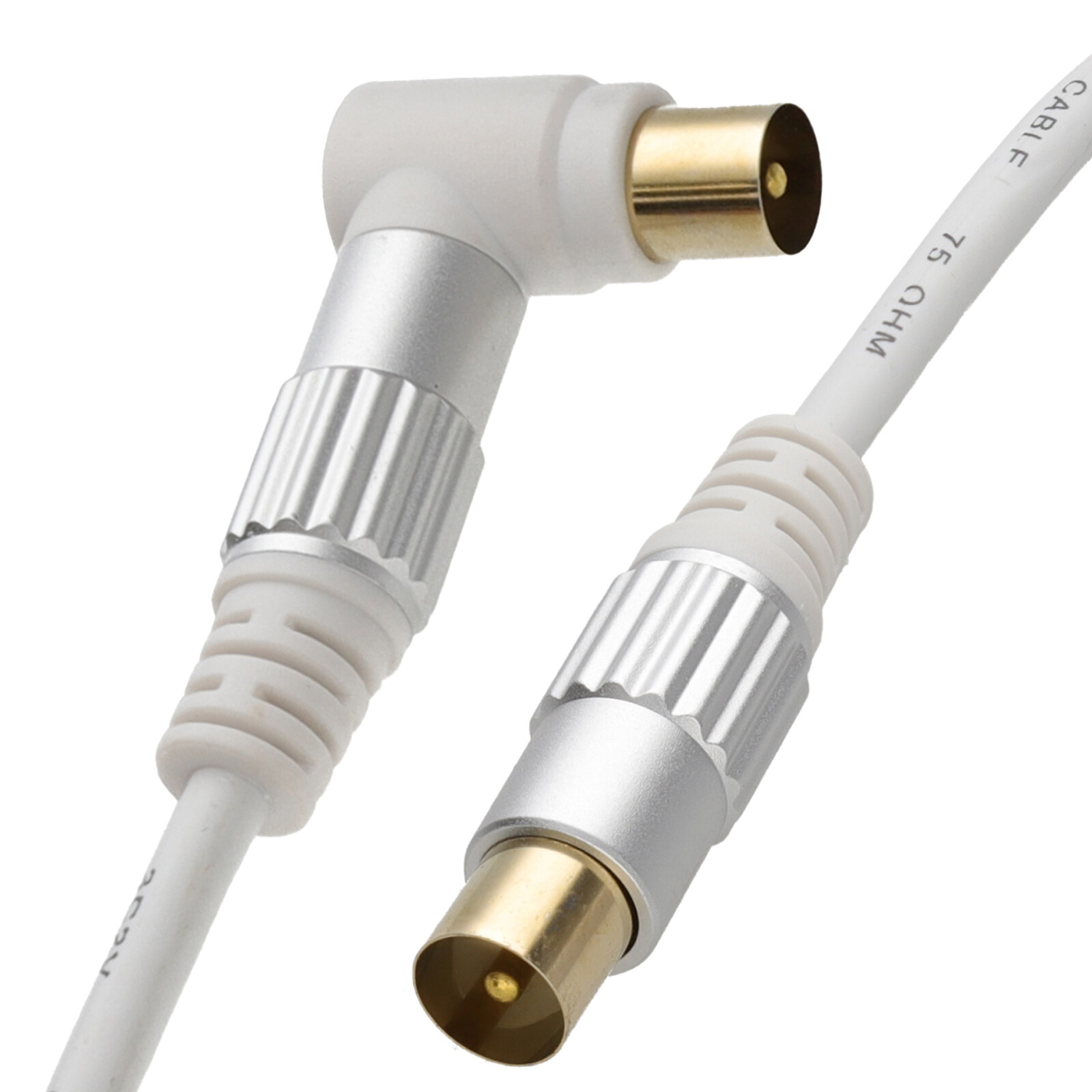 Pro HQ Metal RF TV Aerial Cables for TV Faceplate Straight/Right Angled