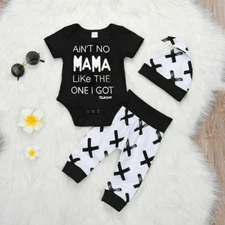 Newborn Baby Boy Girl Tops Romper Bodysuit Jumpsuit Pants Outfits Clothes Set