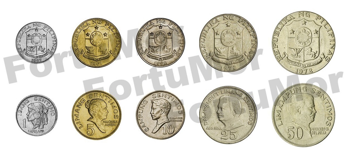 Philippines 5 Coins SET, 1 5 10 25 50 Centavos 1967 1975, UNC | eBay