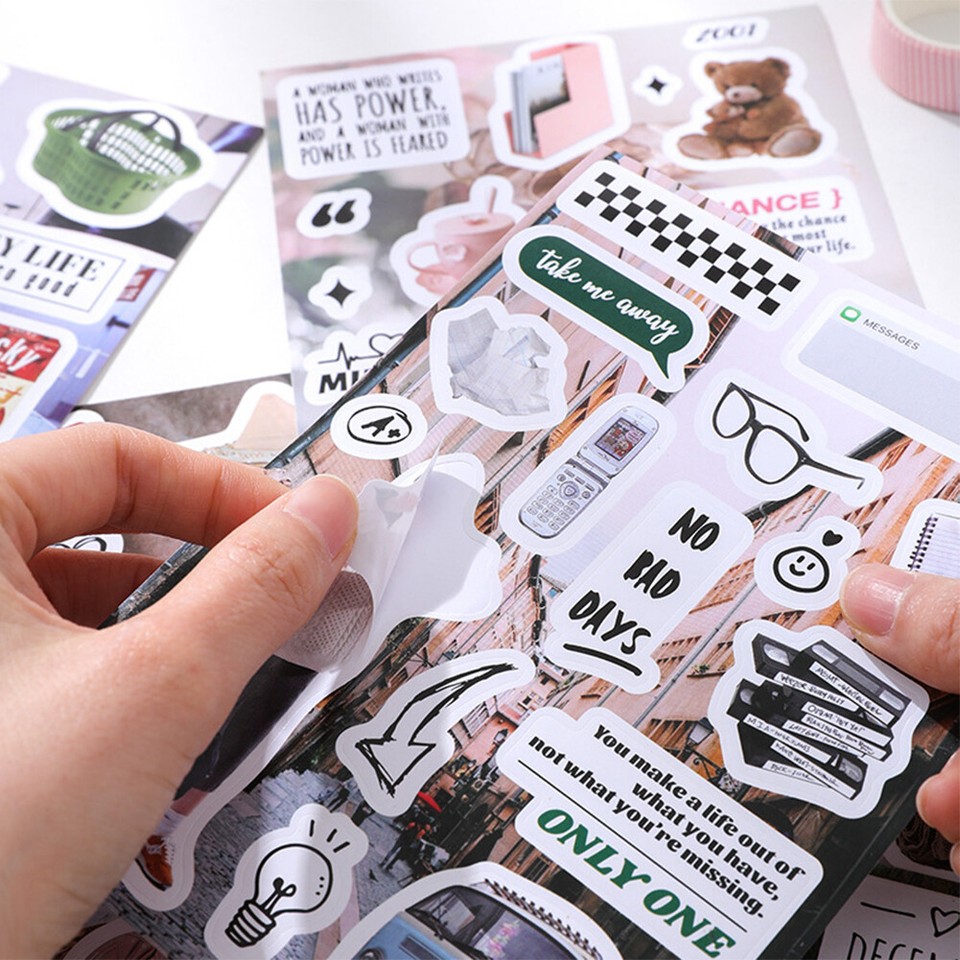 4PCS Useful Colorful Sticker Pack Aesthetic Scrapbook Stickers Washi ...