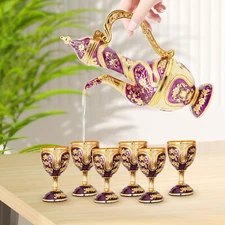 Turkish Tea Set, Vintage Turkish Teapot Set with 6 Coffee Cup and Tea Tray Decor