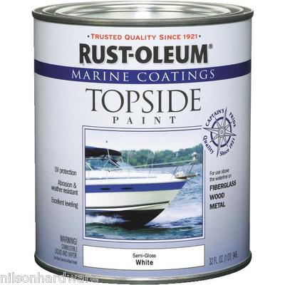 (4)- Qt White Semi-Gloss RustOleum Marine Boat Topside Paint 396960