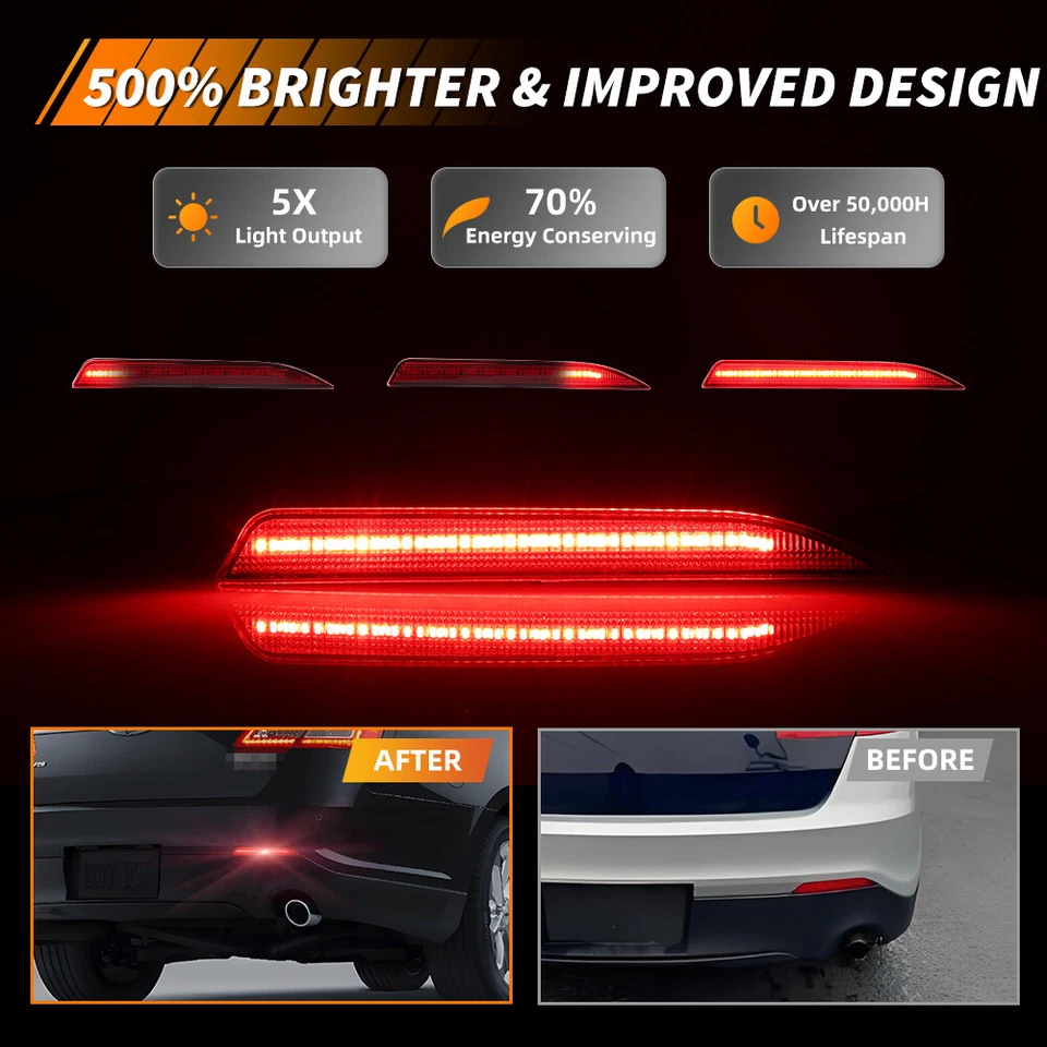 Luces reflectoras de parachoques trasero LED rojas para sedán Taurus & Police Interceptor 13-19 Foto 2 de 4