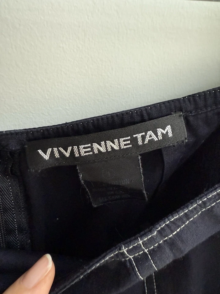 Maxi falda vintage de algodón Vivienne Tam negra con costuras en contraste talla 1 S  Foto 2 de 4