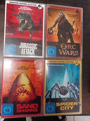Spider City + Orc Wars + Sand Sharks + Jurassic Attack [4 DVDs]  DVD Neuwertig