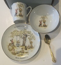 Vintage  To Be A Friend Be A Friend  4 Pc Set Plate, Bowl,spoon  Cup Table Talk