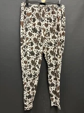 Rowdy Crowd Clothing Ladies Cow Print Pant Medium Pocket Elastic Waist Lounge 