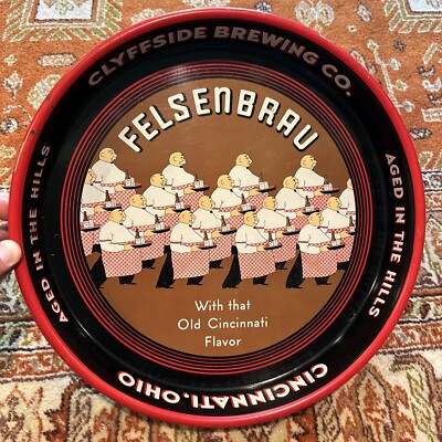 Felsenbrau Clyffside Brewing Company  Aged In The Hills  Cincinnati Tray Vintage